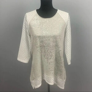 CHICOS | Zenergy Heather Gray White Mesh Baseball Sleeve Medium